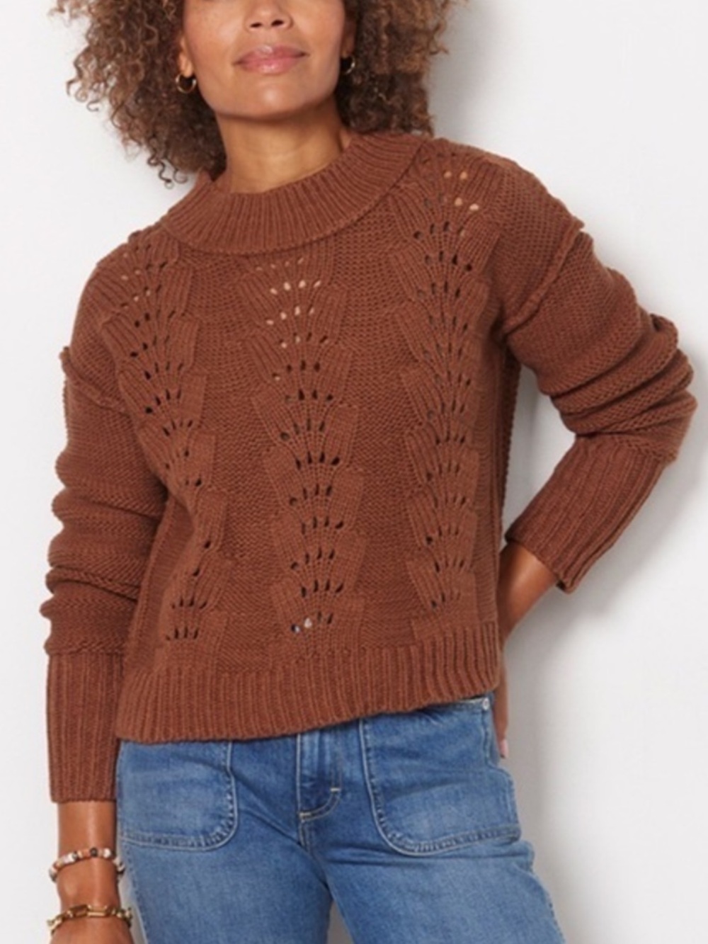 Free People Bell Song Pullover Sweater Brown Size Small - Picture 7 of 8